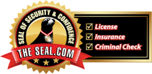 Seal of Security and Confidence verifying licensed insured and background checked service professionals